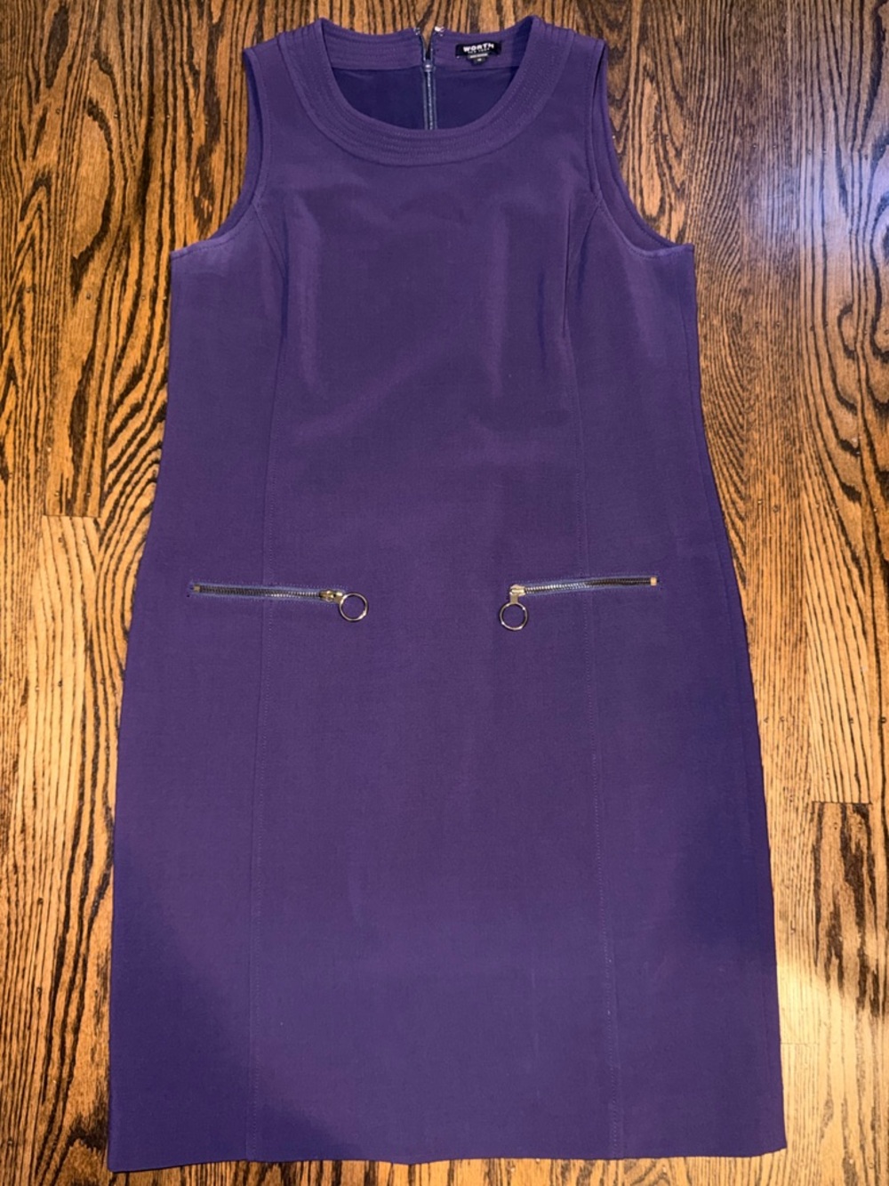 Worth Purple Sleeveless Sheath Dress with Zip Ring Accents 12